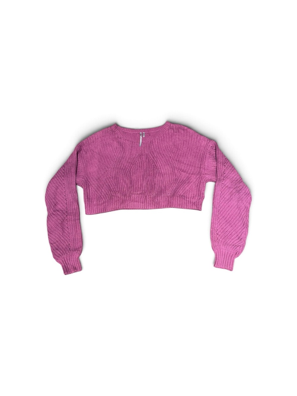 Anthropologie Fuchsia Cropped Knit Sweater - Picture 4 of 5